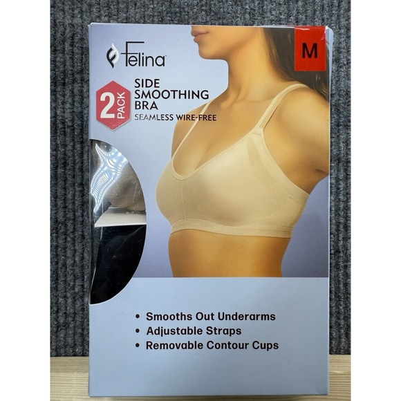 Felina Bra‎ Women's Medium 2-Pack Side Smoothing Seamless Wire Free Bra New - Picture 1 of 10